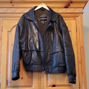 Marc New York Black Leather Bomber Jacket